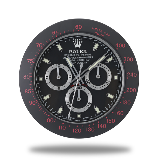Daytona Red Black Rot Schwarz Wanduhr Rolex
