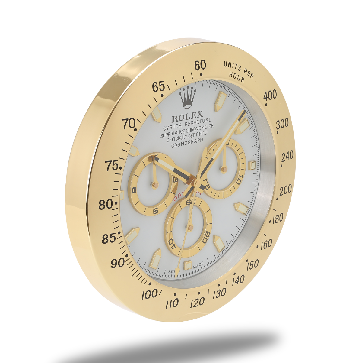Horloge Murale Rolex Daytona - Or Blanc Chronographe de Luxe