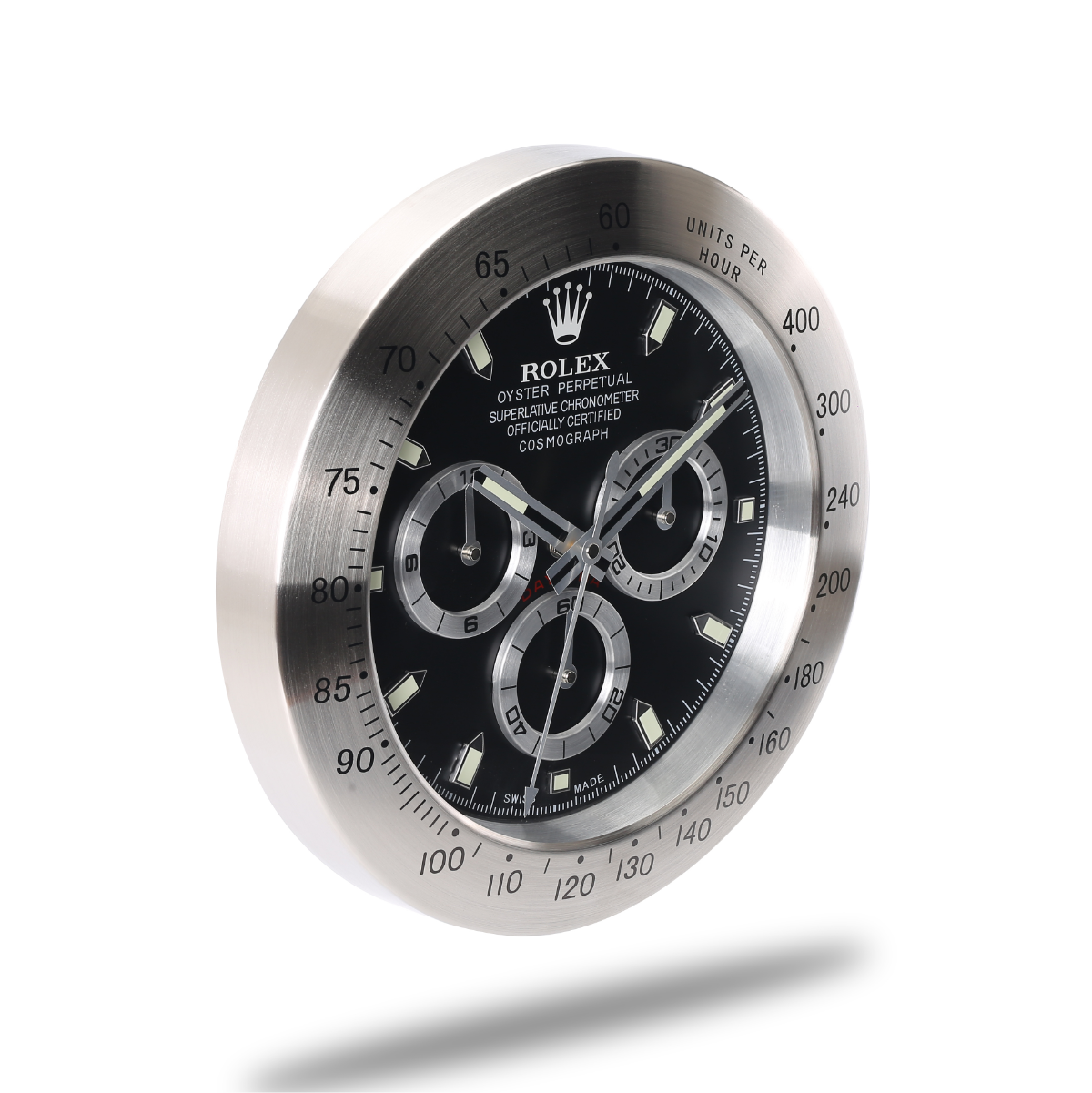Horloge Murale Rolex Daytona - Argent Élégant pour Passionnés de Courses