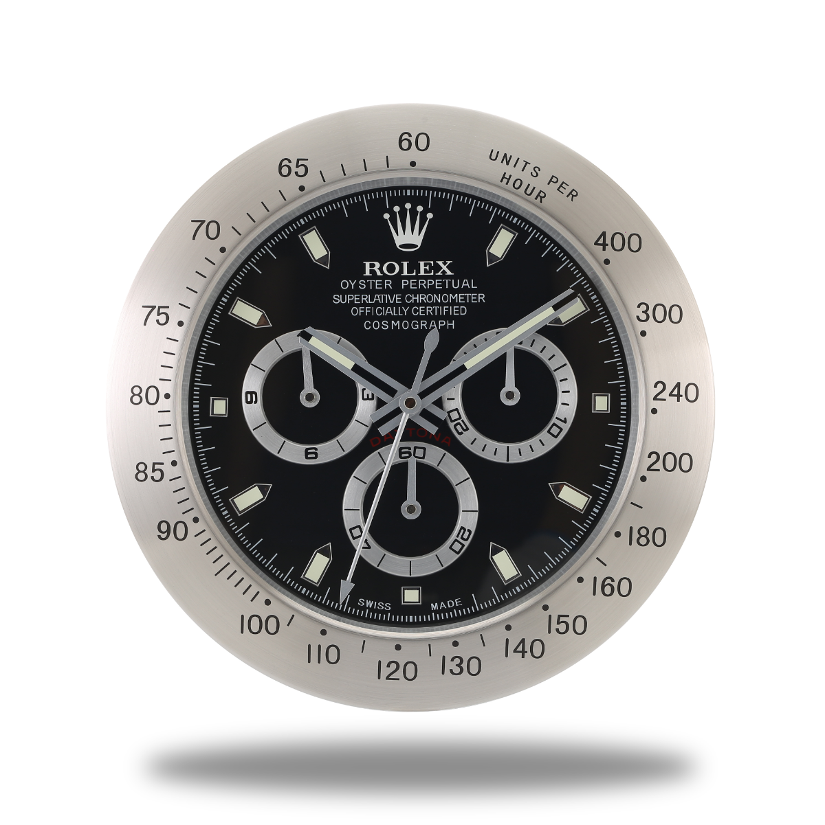 Horloge Murale Rolex Daytona - Argent Élégant pour Passionnés de Courses