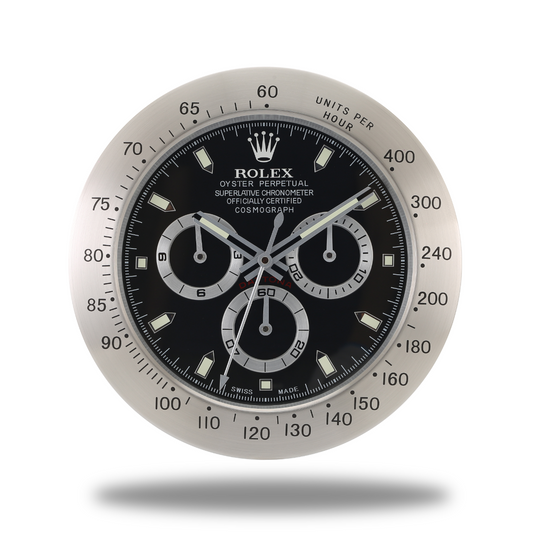 Horloge Murale Rolex Daytona - Argent Élégant pour Passionnés de Courses