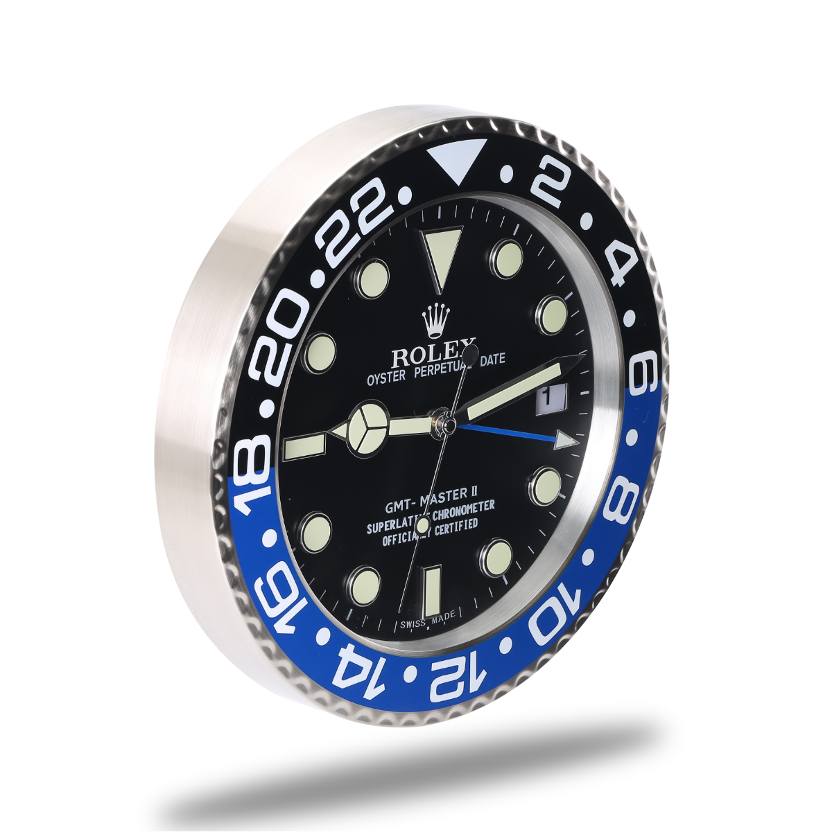 Horloge Murale Rolex GMT Master - Bleu et Noir - Haute Qualité avec Mouvement Silencieux