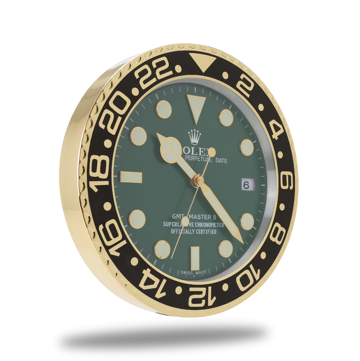 Horloge Murale Rolex GMT Master - Design Prestigieux Or et Vert