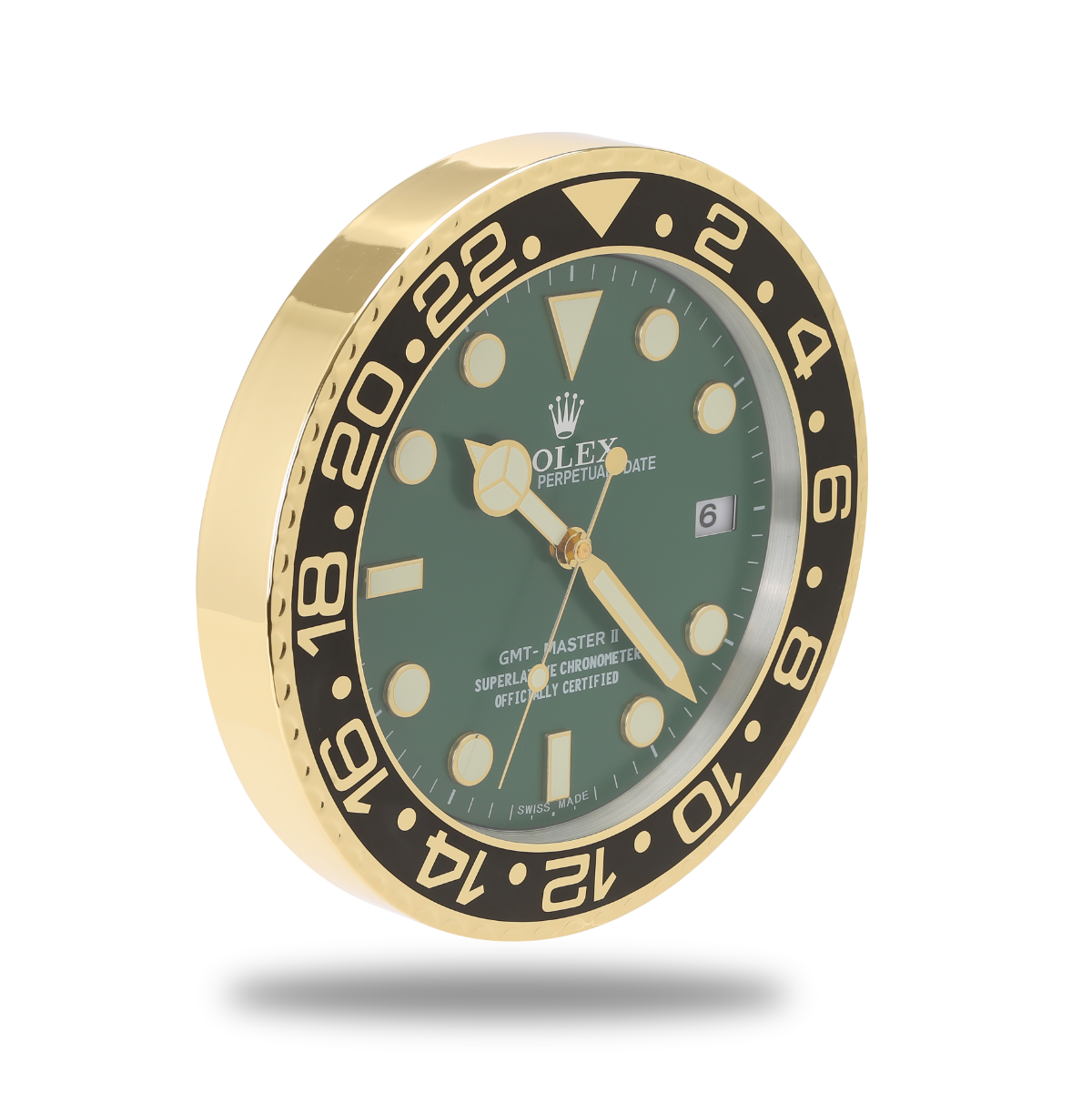 Horloge Murale Rolex GMT Master - Design Prestigieux Or et Vert