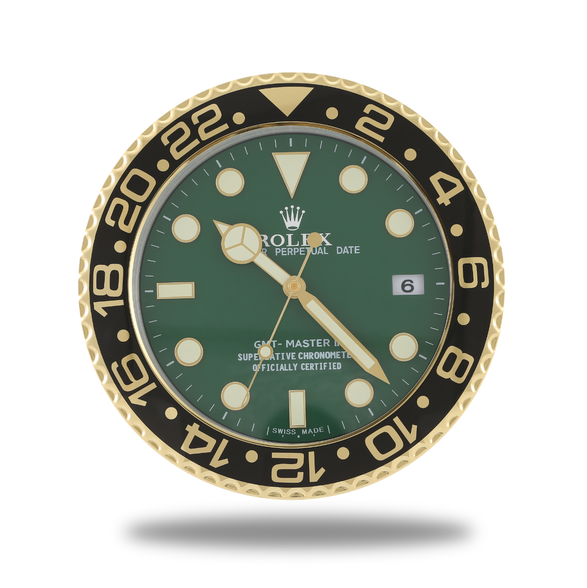 Horloge Murale Rolex GMT Master - Design Prestigieux Or et Vert
