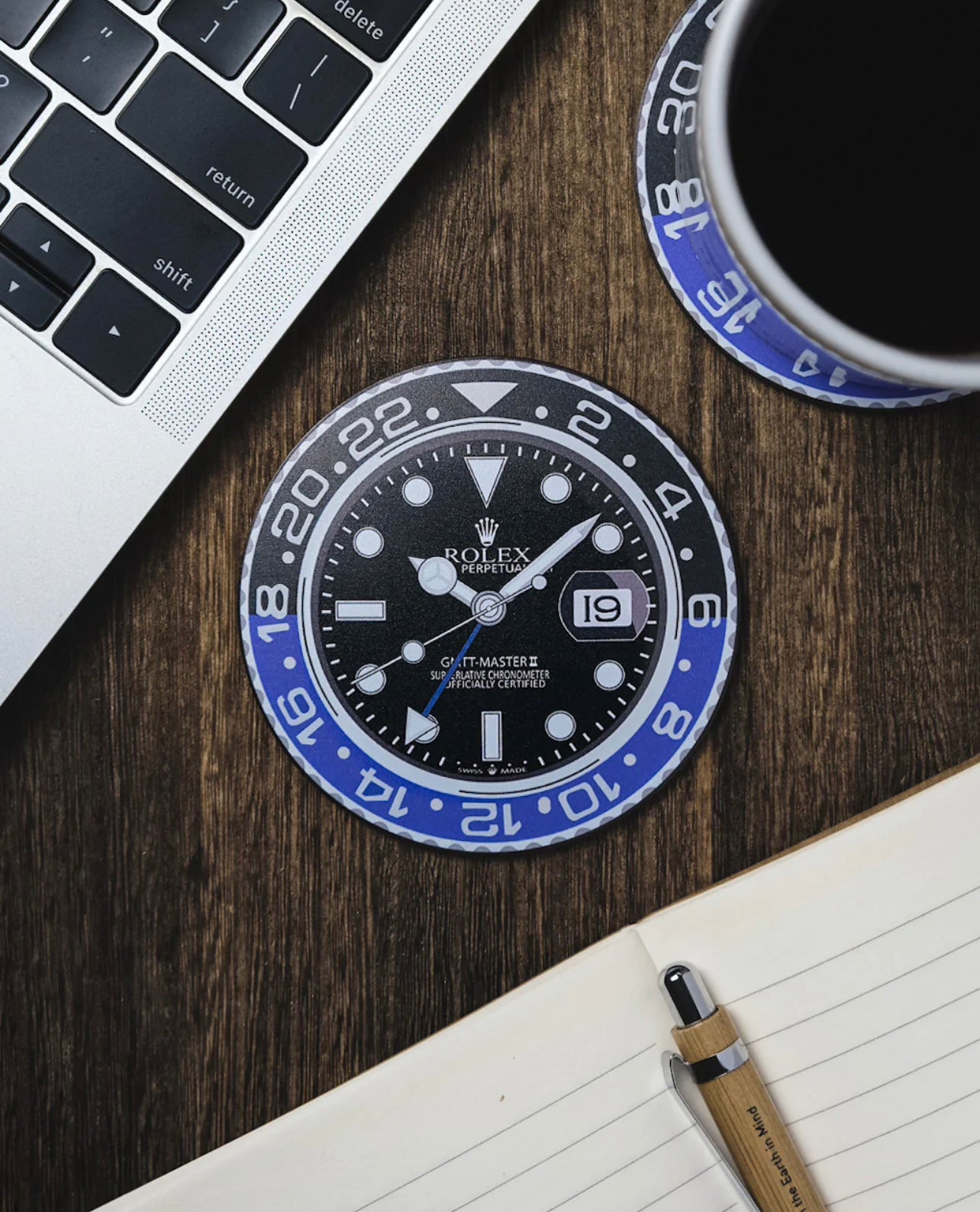 Sous-verres GMT Batman pour amateurs de montres - Non-dérapant et Résistant à l'eau
