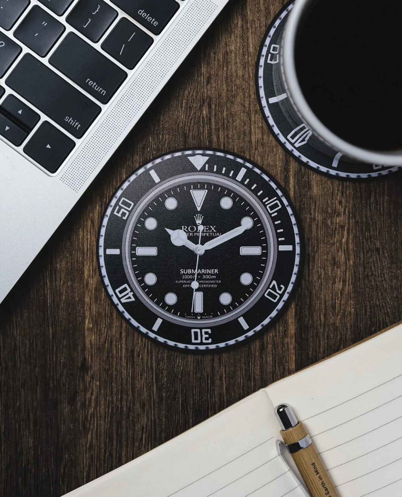 Sous-marin Noir - Dessous de Verre en Silicone Anti-Dérapant pour Amateur de Montres