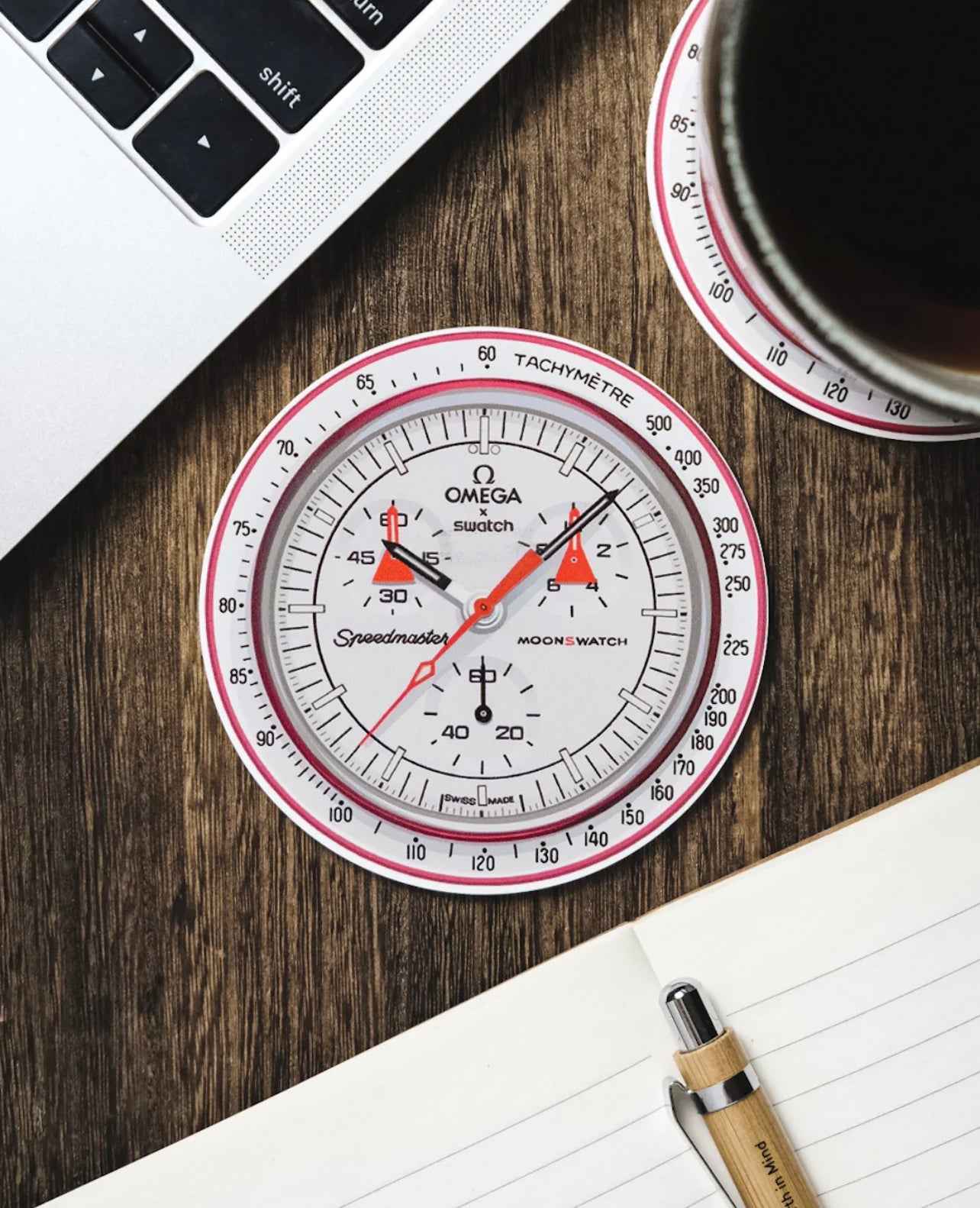 Dessous de Verre "Mission vers Mars" en Silicone pour Amateurs de Montres
