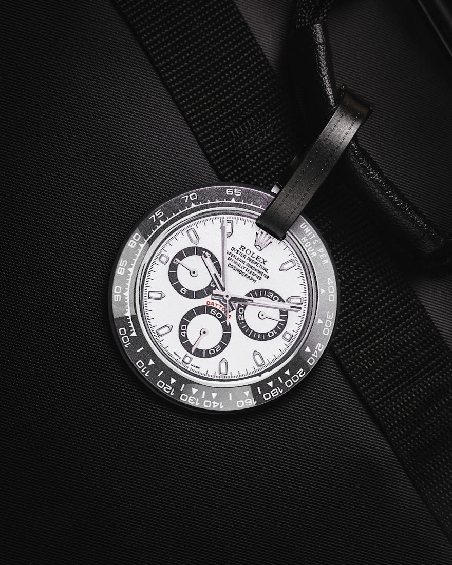 Étiquette de Bagage Voyage Luxe pour Montre en Caoutchouc Blanc Daytona