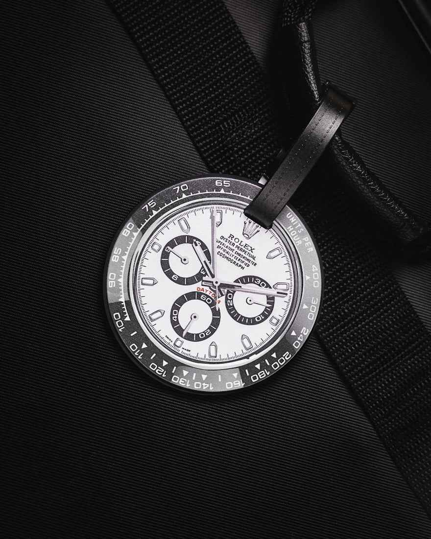 Étiquette de Bagage Voyage Luxe pour Montre en Caoutchouc Blanc Daytona