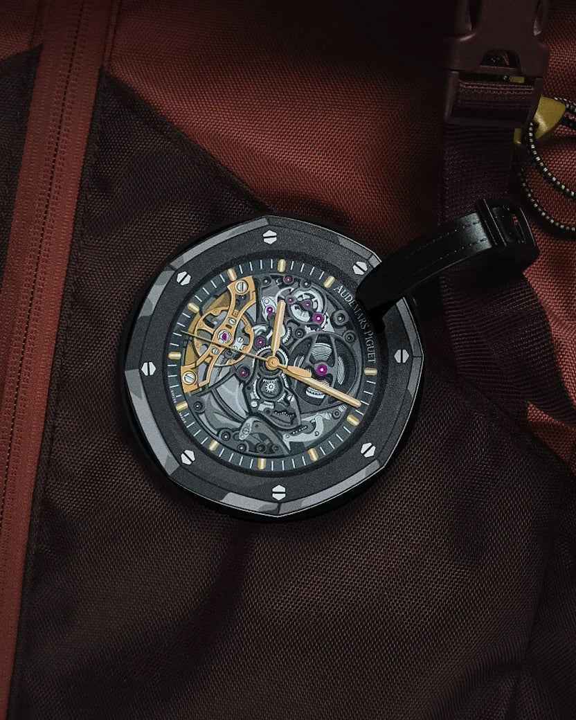 Étiquette de Bagage en Céramique Style Squelette pour Montre de Voyage AP Royal Oak