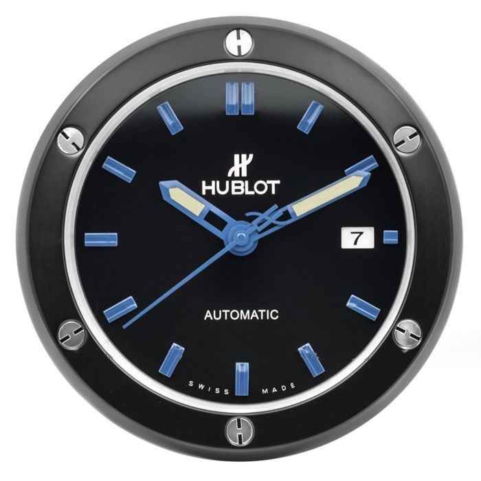 Horloge Murale Réplique Hublot Classic Fusion Noire - Marqueurs Bleus