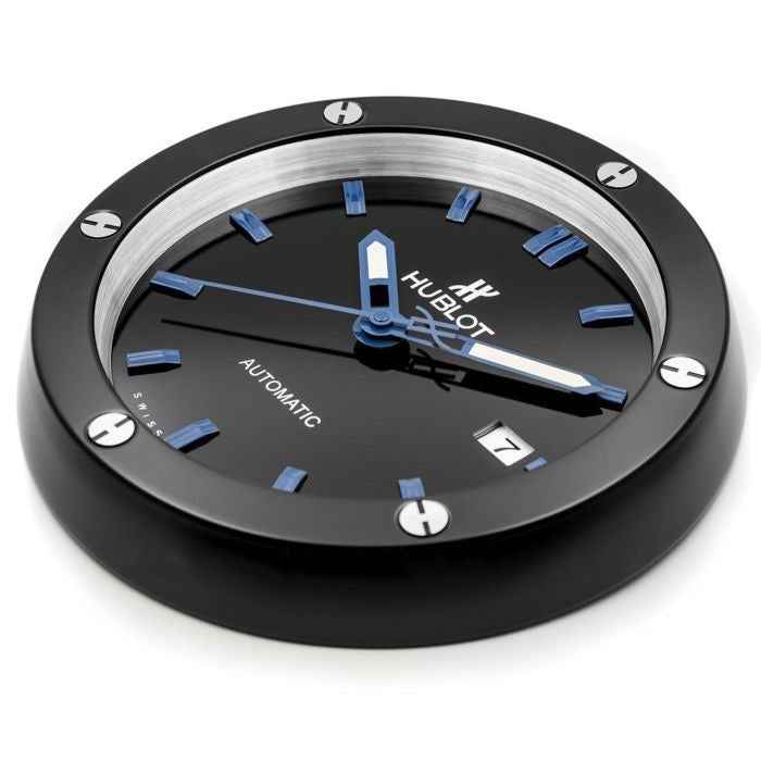Horloge Murale Réplique Hublot Classic Fusion Noire - Marqueurs Bleus