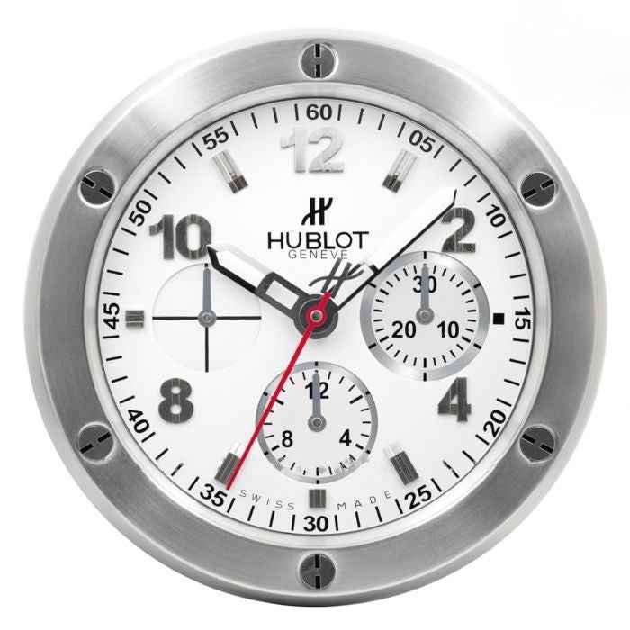 Horloge Murale Réplique Hublot Big Bang Blanc avec Mouvement Quartz et Indicateurs Lumineux