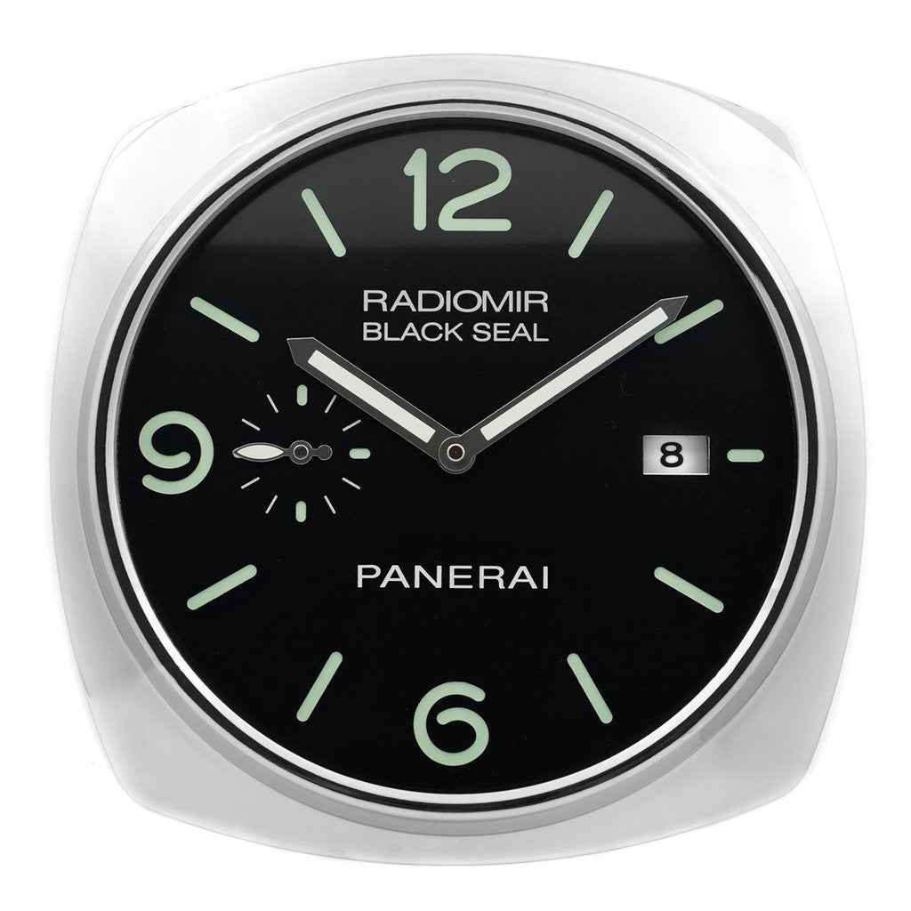 Horloge Murale Réplique Panerai Radiomir en Argent avec Mouvement Quartz et Marqueurs Lumineux