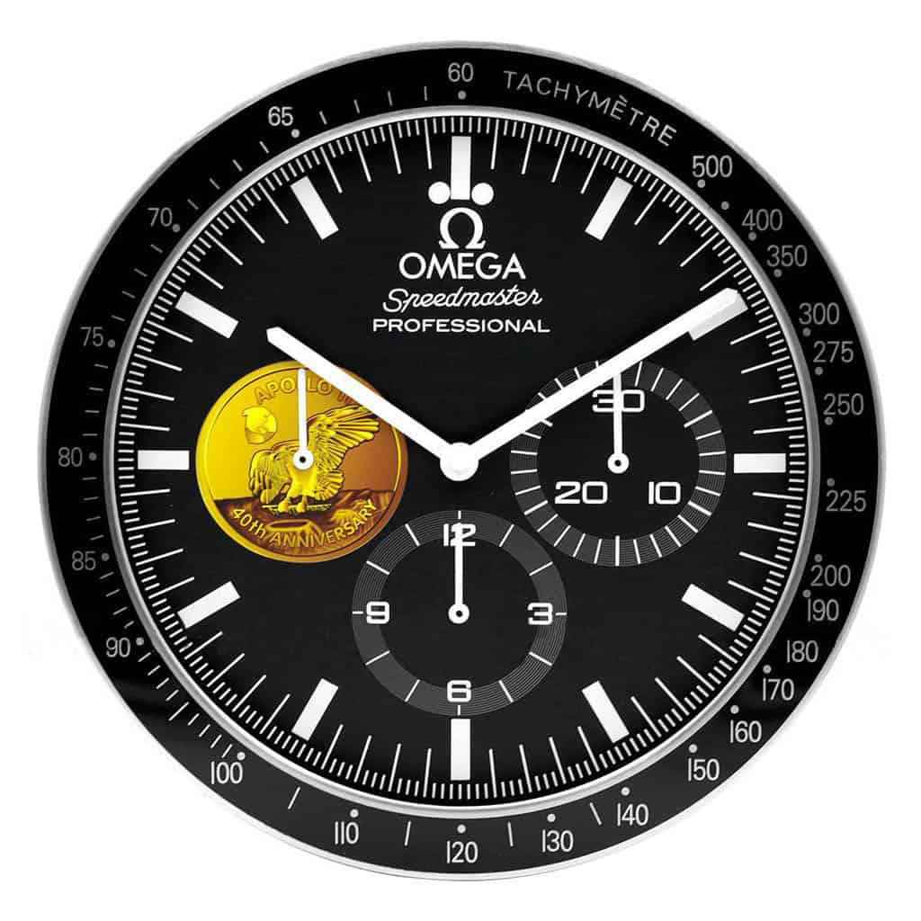 Horloge Murale Réplique Omega Speedmaster Apollo XI – Design en Acier avec Mouvement Quartz