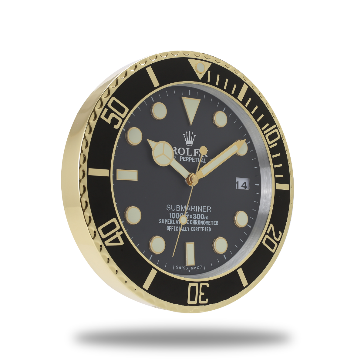 Horloge Murale Rolex GMT Master - Élégance Dorée et Blanc Pur