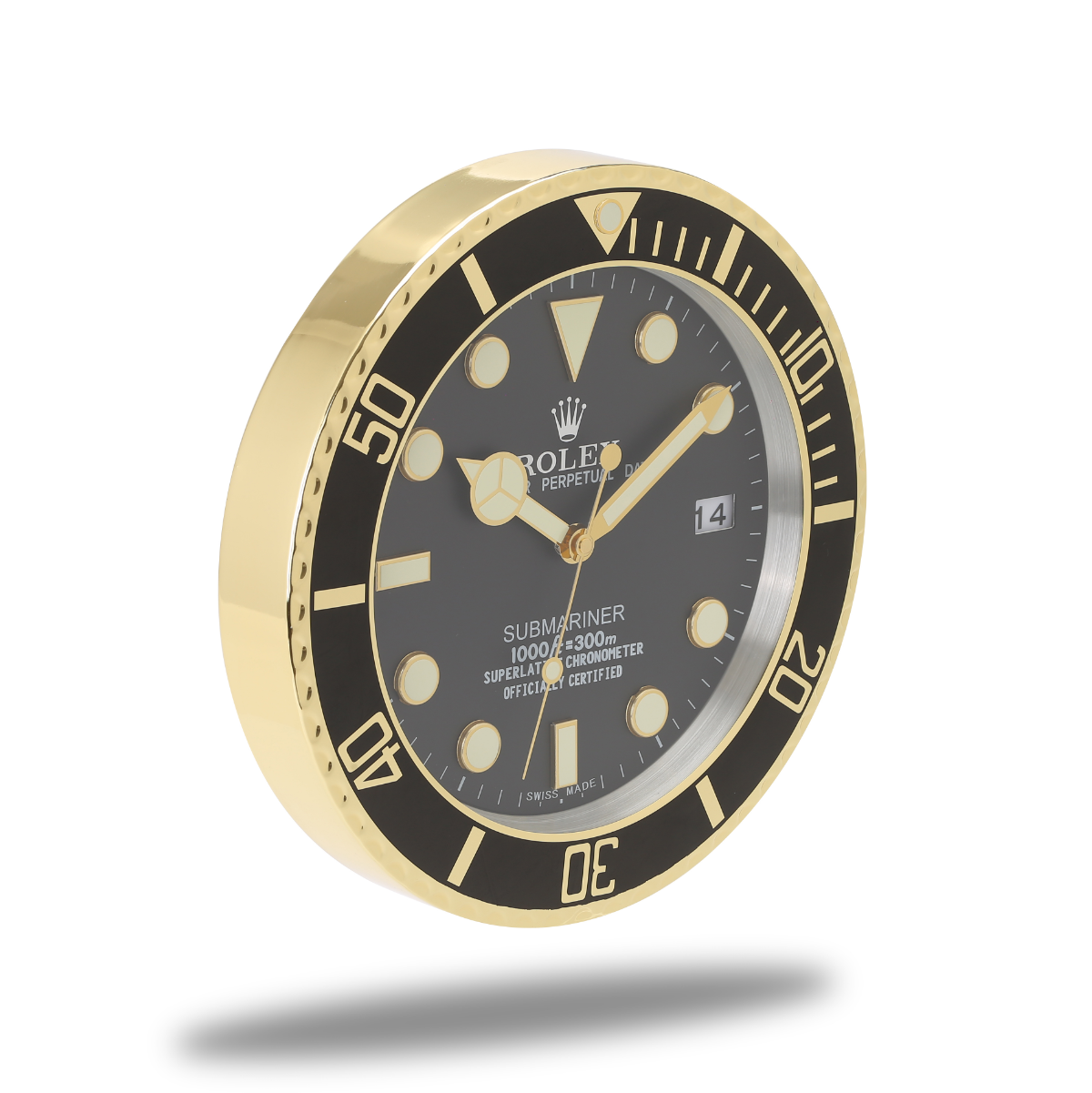 Horloge Murale Rolex Submariner - Aiguilles Dorées et Design Éclatant