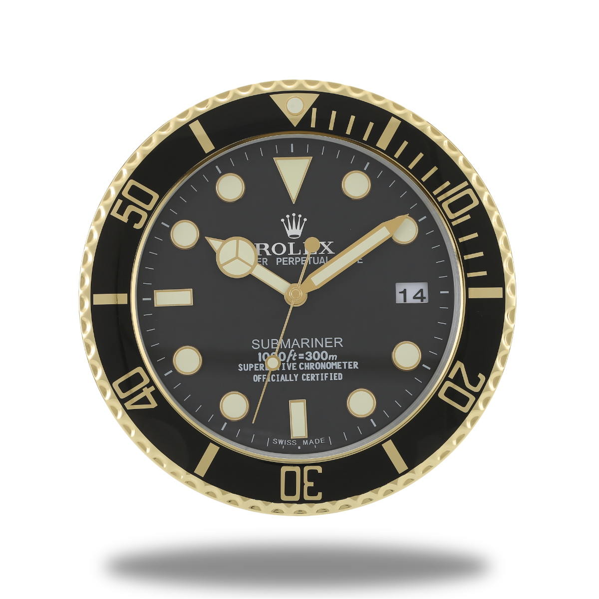Horloge Murale Rolex GMT Master - Élégance Dorée et Blanc Pur