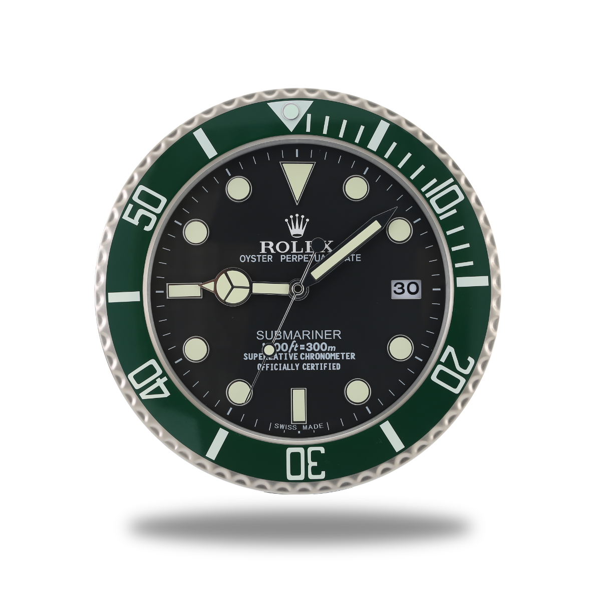 Horloge Murale Rolex Submariner - Vert et Noir, Modèle Quartz Silencieux