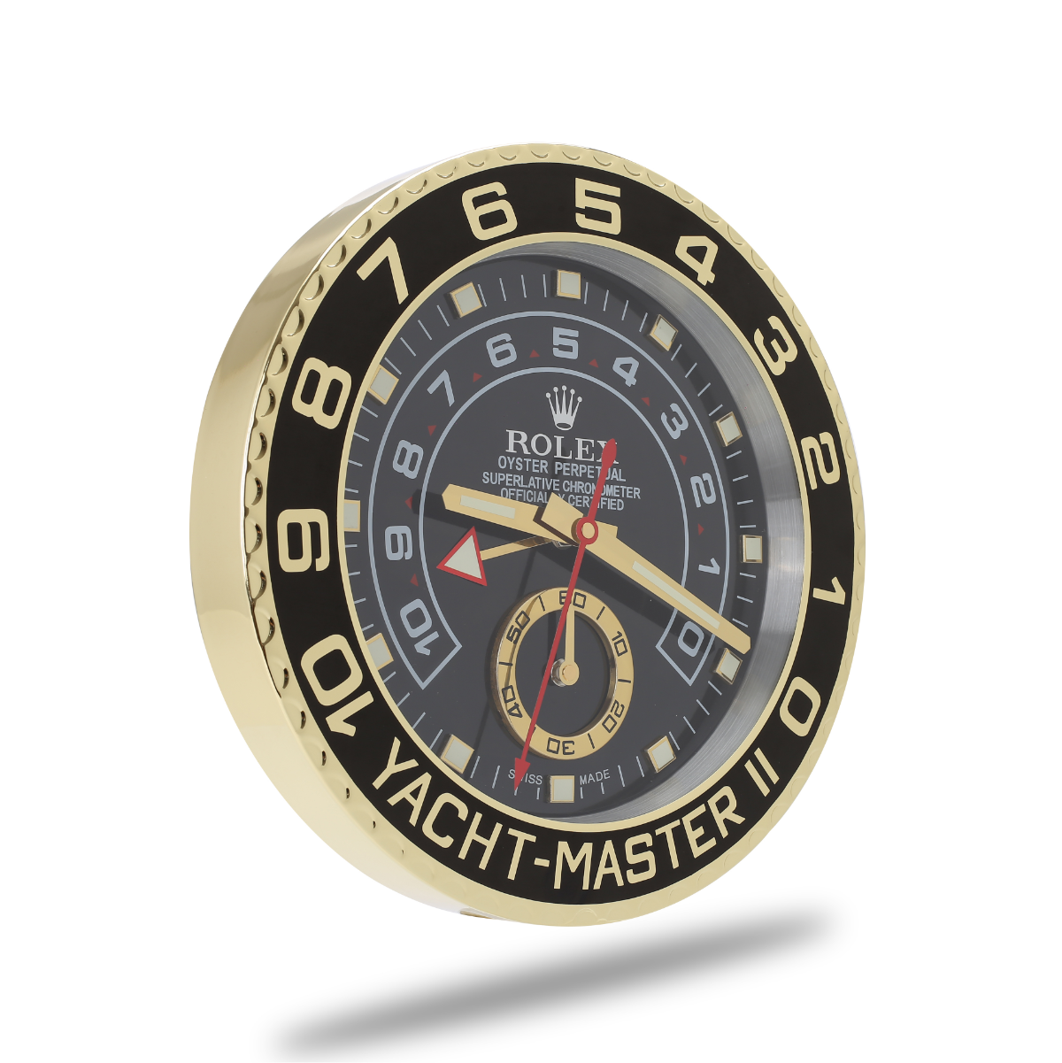 Horloge Murale Rolex Yacht Master - Noir et Or de Luxe