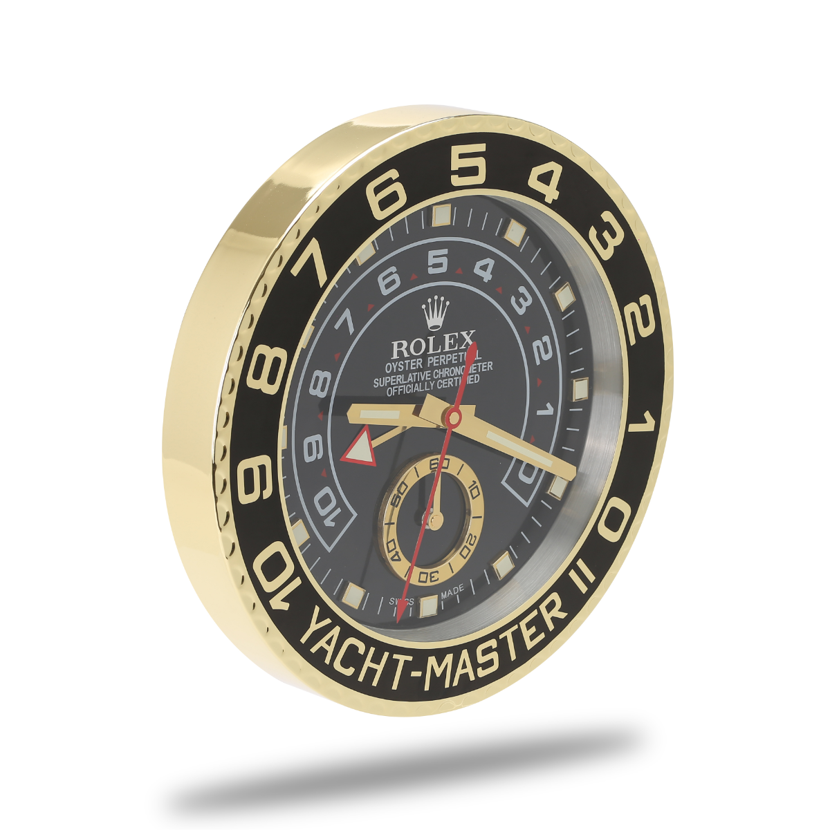 Horloge Murale Rolex Yacht Master - Noir et Or de Luxe