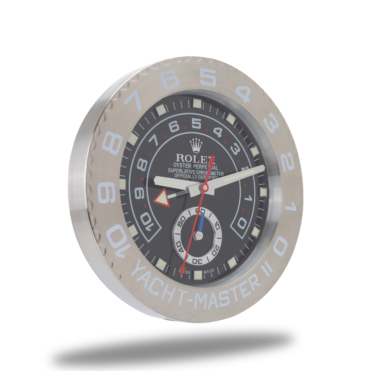 Horloge Murale Rolex Yacht Master - Noir et Argent Éclatant