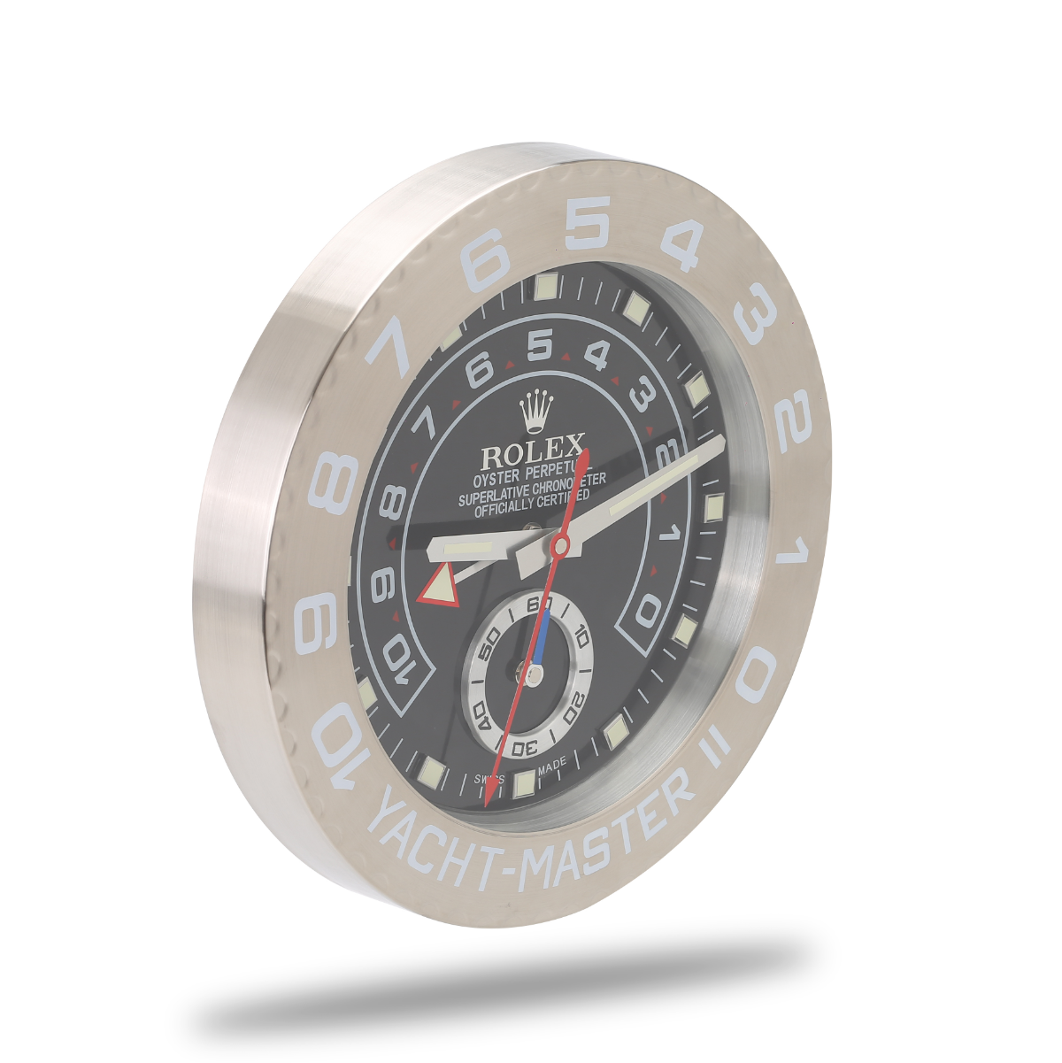 Horloge Murale Rolex Yacht Master - Noir et Argent Éclatant