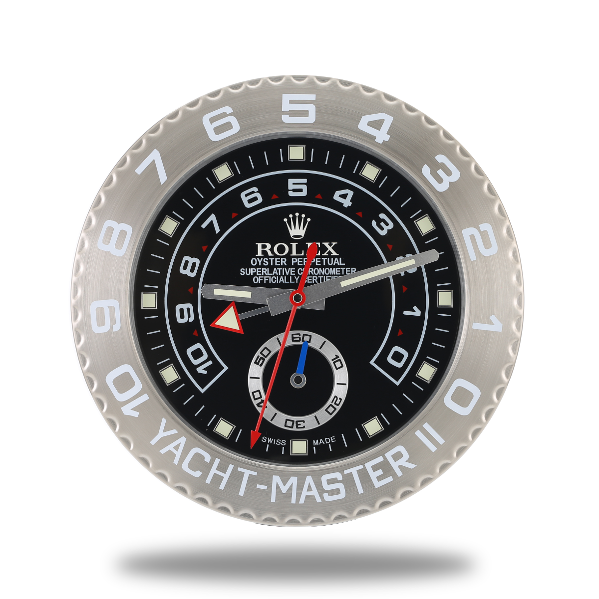 Horloge Murale Rolex Yacht Master - Noir et Argent Éclatant