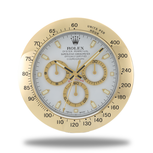 Horloge Murale Rolex Daytona - Or Blanc Chronographe de Luxe