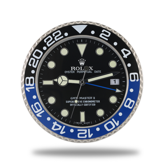 Horloge Murale Rolex GMT Master - Bleu et Noir - Haute Qualité avec Mouvement Silencieux