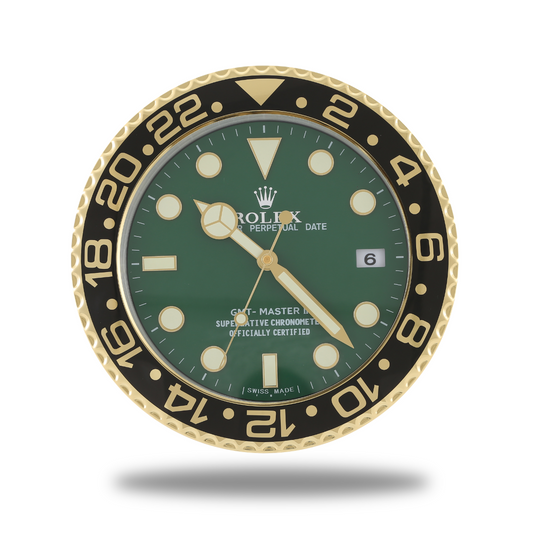 Horloge Murale Rolex GMT Master - Design Prestigieux Or et Vert