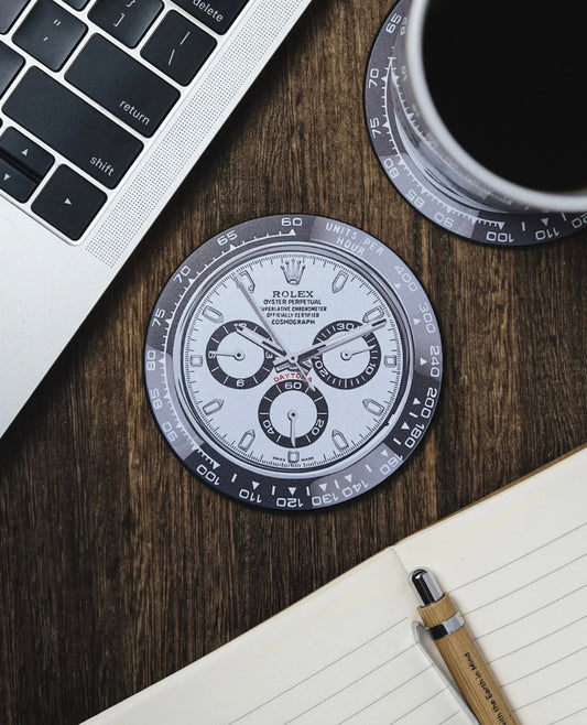 Sous-verres en Silicone Résistant à l'Eau Daytona Blanc pour Passionnés de Montres