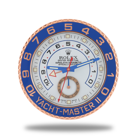 Horloge Murale Rolex Yacht Master - Blanc et Or Rose